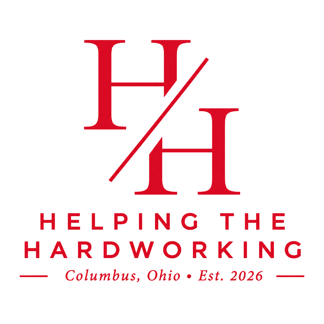 Helping the Hardworking Columbus Ohio logo in scarlet