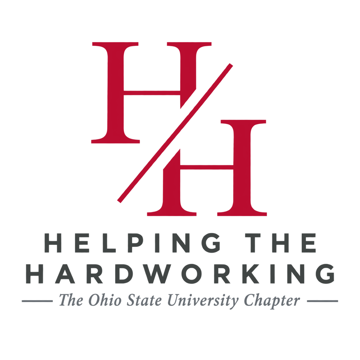 Helping the Hardworking The Ohio State University Chapter logo in scarlet and gray